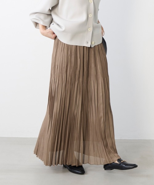 MICA&DEAL(マイカ&ディール)の「カラミプリーツロングスカート(スカート・レディース・ベージュ/ブラック・FREE)」の3枚目の写真