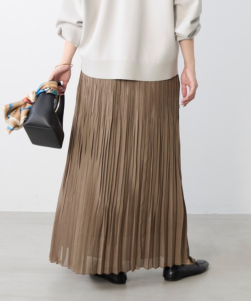 MICA&DEAL(マイカ&ディール)の「カラミプリーツロングスカート(スカート・レディース・ベージュ/ブラック・FREE)」の5枚目の写真