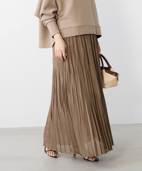MICA&DEAL(マイカ&ディール)の「カラミプリーツロングスカート(スカート・レディース・ベージュ/ブラック・FREE)」の9枚目の写真