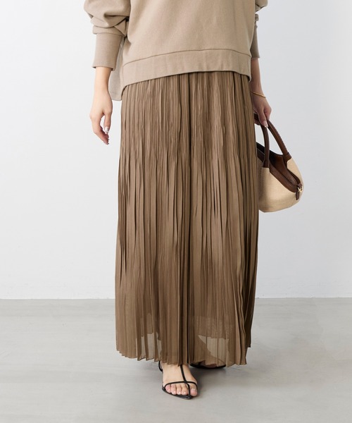 MICA&DEAL(マイカ&ディール)の「カラミプリーツロングスカート(スカート・レディース・ベージュ/ブラック・FREE)」の10枚目の写真