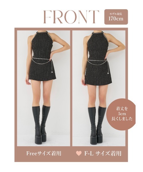 darich チェーンベルトツイードミニワンピース チェーンベルトツイードアメスリミニワンピース – Darich