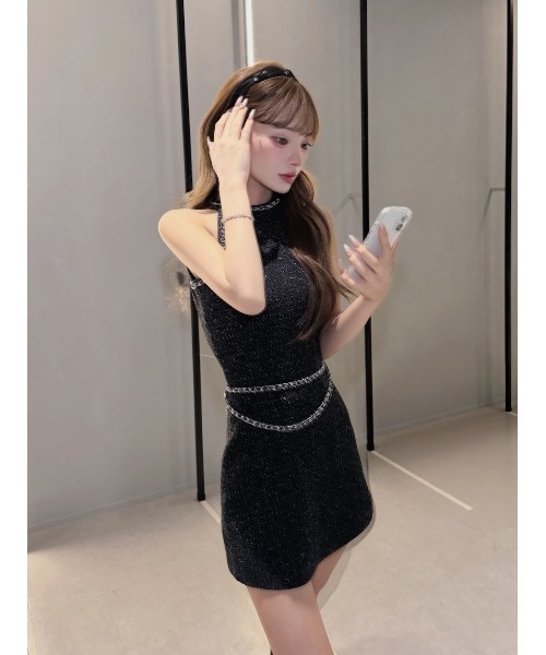 Darich チェーンベルトツイードアメスリミニワンピース チェーンベルトツイードアメスリミニワンピース（ワンピース）｜Darich