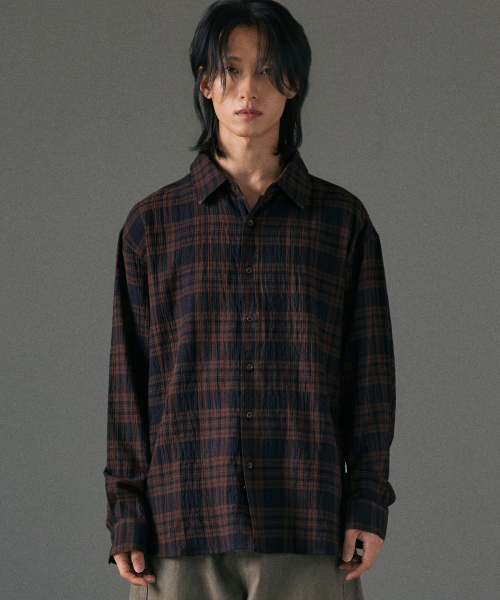 LXT（エルエックスティー）の「ライトクリンクルコットンチェックシャツ[ブラウン]（シャツ/ブラウス・レディース・その他・1/3/2）」の3枚目の写真