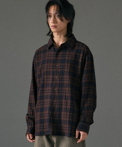 LXT（エルエックスティー）の「ライトクリンクルコットンチェックシャツ[ブラウン]（シャツ/ブラウス・レディース・その他・1/3/2）」の4枚目の写真