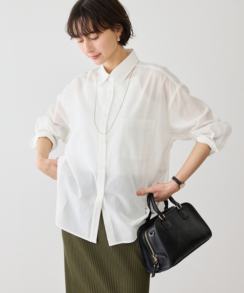 ROPE' PICNIC（ロペピクニック）の「お着軽シャツシリーズ コットンボイル2WAYカシュクールシャツ/接触冷感・通気性（シャツ/ブラウス・レディース・ブルー系その他4/ブルー/イエロー/ネイビー/ピンク/ホワイト・FREE）」の9枚目の写真