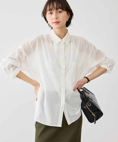 ROPE' PICNIC（ロペピクニック）の「お着軽シャツシリーズ コットンボイル2WAYカシュクールシャツ/接触冷感・通気性（シャツ/ブラウス・レディース・ブルー系その他4/ブルー/イエロー/ネイビー/ピンク/ホワイト・FREE）」の14枚目の写真