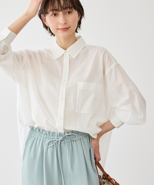 ROPE' PICNIC（ロペピクニック）の「お着軽シャツシリーズ コットンボイル2WAYカシュクールシャツ/接触冷感・通気性（シャツ/ブラウス・レディース・ブルー系その他4/ブルー/イエロー/ネイビー/ピンク/ホワイト・FREE）」の18枚目の写真