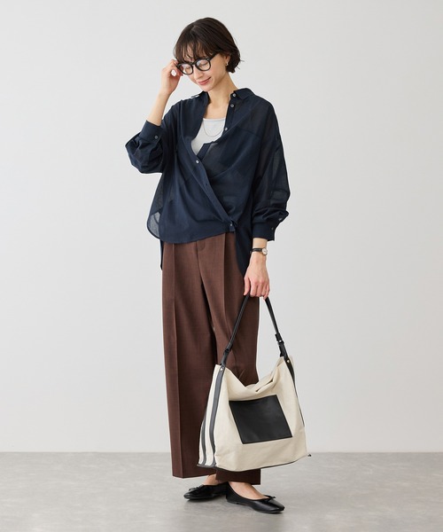 ROPE' PICNIC（ロペピクニック）の「お着軽シャツシリーズ コットンボイル2WAYカシュクールシャツ/接触冷感・通気性（シャツ/ブラウス・レディース・ブルー系その他4/ブルー/イエロー/ネイビー/ピンク/ホワイト・FREE）」の19枚目の写真