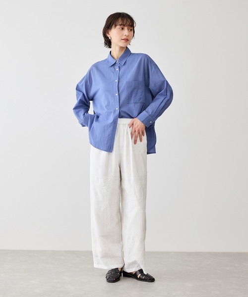 ROPE' PICNIC(ロペピクニック)の「お着軽シャツシリーズ 無地・ストライプ 2WAYシアーブラウス/接触冷感・通気性(シャツ/ブラウス・レディース・ブルー系その他4/ブルー/イエロー/ネイビー/ピンク/ホワイト/ダークブラウン/オレンジ/サックスブルー・FREE)」の22枚目の写真