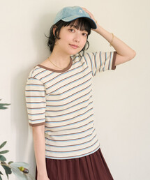 ワッフル バッグオープン Tシャツ/5分袖Tシャツ