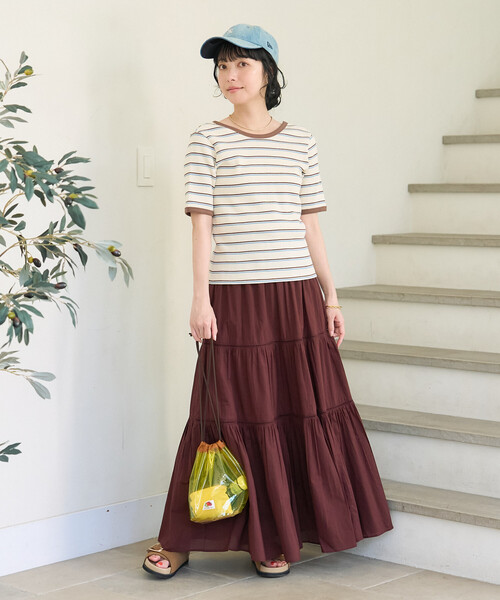 FREAK'S STORE(フリークスストア)の「ワッフル バッグオープン Tシャツ/5分袖Tシャツ(Tシャツ/カットソー・レディース・ブラック/チャコール/ナチュラル/オフホワイト・フリ-)」の5枚目の写真