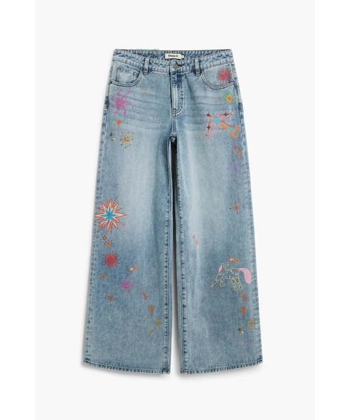 Desigual（デシグアル）の「カラフル刺繍ワイドストレートデニム（デニムパンツ・レディース・ブルー・44/42/40/38/36/34）」の3枚目の写真