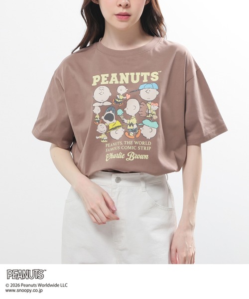 Honeys(ハニーズ)の「スヌーピー/Tシャツ(Tシャツ/カットソー・キッズ・オートミール/スミクロ/モカ/ピンク/オフホワイト・150cm/L/LL/M/S)」の22枚目の写真