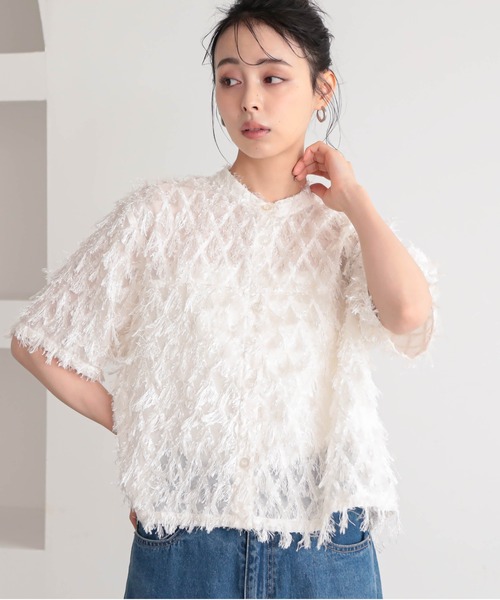for/c（フォーシー）の「フリンジジャカードブラウス【サスティナブル】（シャツ/ブラウス・レディース・オフホワイト/ブラック・M/L/LL）」の16枚目の写真