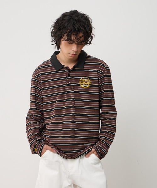 T.FOX (ティーフォックス)の「26ss OnePoint Embroidered Striped Polo Long Sleeve T-Shirt/ワンポイント刺繍ボーダーポロロンT(ポロシャツ・メンズ・ホワイト/ブラウン/ブルー・L)」の3枚目の写真