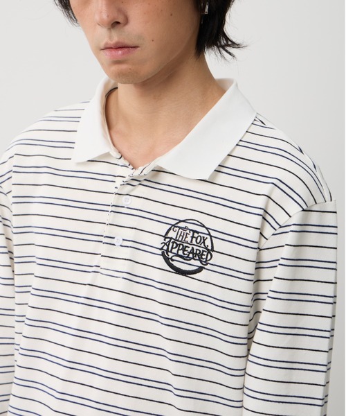 T.FOX (ティーフォックス)の「26ss OnePoint Embroidered Striped Polo Long Sleeve T-Shirt/ワンポイント刺繍ボーダーポロロンT(ポロシャツ・メンズ・ホワイト/ブラウン/ブルー・L)」の4枚目の写真