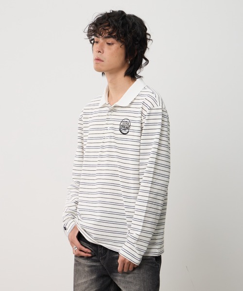 T.FOX (ティーフォックス)の「26ss OnePoint Embroidered Striped Polo Long Sleeve T-Shirt/ワンポイント刺繍ボーダーポロロンT(ポロシャツ・メンズ・ホワイト/ブラウン/ブルー・L)」の7枚目の写真