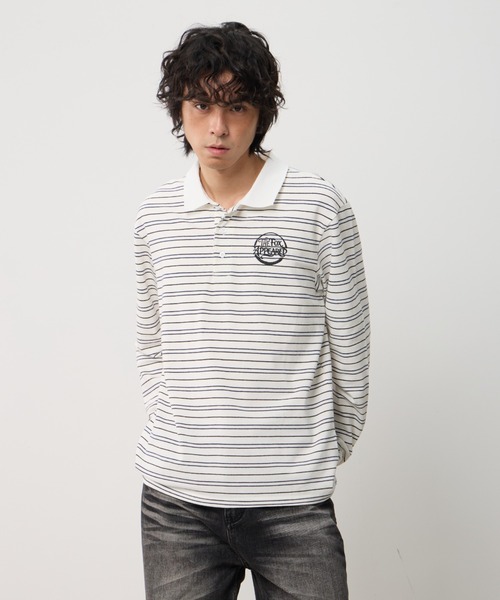 T.FOX (ティーフォックス)の「26ss OnePoint Embroidered Striped Polo Long Sleeve T-Shirt/ワンポイント刺繍ボーダーポロロンT(ポロシャツ・メンズ・ホワイト/ブラウン/ブルー・L)」の8枚目の写真