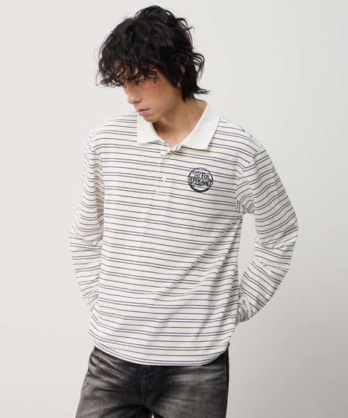 T.FOX (ティーフォックス)の「26ss OnePoint Embroidered Striped Polo Long Sleeve T-Shirt/ワンポイント刺繍ボーダーポロロンT(ポロシャツ・メンズ・ホワイト/ブラウン/ブルー・L)」の10枚目の写真