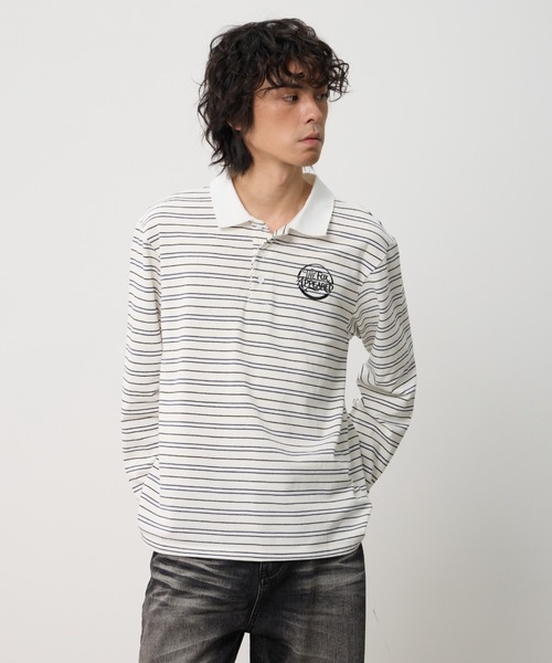 T.FOX (ティーフォックス)の「26ss OnePoint Embroidered Striped Polo Long Sleeve T-Shirt/ワンポイント刺繍ボーダーポロロンT(ポロシャツ・メンズ・ホワイト/ブラウン/ブルー・L)」の12枚目の写真