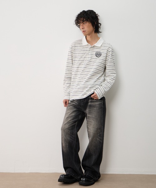 T.FOX (ティーフォックス)の「26ss OnePoint Embroidered Striped Polo Long Sleeve T-Shirt/ワンポイント刺繍ボーダーポロロンT(ポロシャツ・メンズ・ホワイト/ブラウン/ブルー・L)」の22枚目の写真