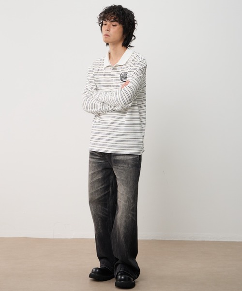 T.FOX (ティーフォックス)の「26ss OnePoint Embroidered Striped Polo Long Sleeve T-Shirt/ワンポイント刺繍ボーダーポロロンT(ポロシャツ・メンズ・ホワイト/ブラウン/ブルー・L)」の15枚目の写真