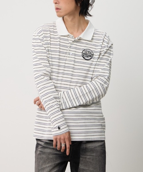 T.FOX (ティーフォックス)の「26ss OnePoint Embroidered Striped Polo Long Sleeve T-Shirt/ワンポイント刺繍ボーダーポロロンT(ポロシャツ・メンズ・ホワイト/ブラウン/ブルー・L)」の19枚目の写真