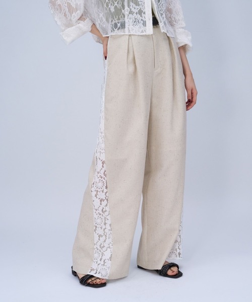 HARE（ハレ）の「レースラインツイードパンツ(HARE)（スラックス・レディース・オフホワイト/ブラック・FREE）」の8枚目の写真