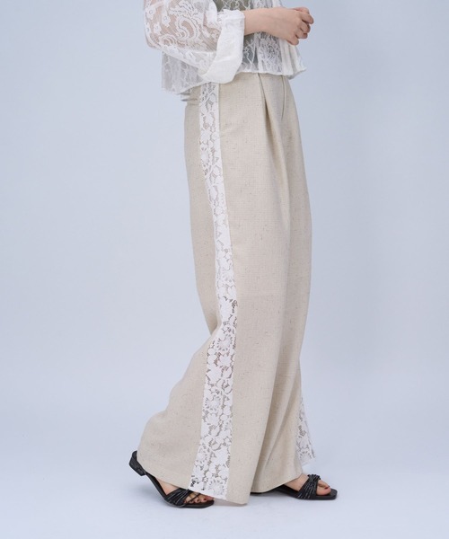 HARE（ハレ）の「レースラインツイードパンツ(HARE)（スラックス・レディース・オフホワイト/ブラック・FREE）」の9枚目の写真