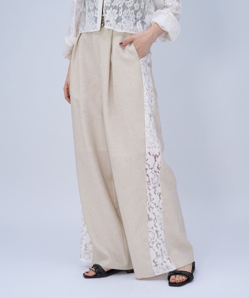 HARE（ハレ）の「レースラインツイードパンツ(HARE)（スラックス・レディース・オフホワイト/ブラック・FREE）」の10枚目の写真