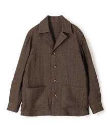 リネングレンチェック ハンドカバーシャツブルゾン