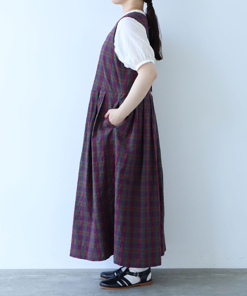 bulle de savon(ビュルデサボン)の「hana×タータンcheck ワンピース(ワンピース・レディース・グリーン・FREE)」の14枚目の写真