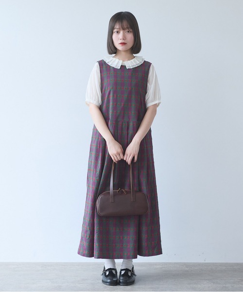 bulle de savon(ビュルデサボン)の「hana×タータンcheck ワンピース(ワンピース・レディース・グリーン・FREE)」の5枚目の写真