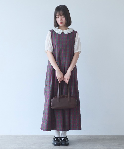 bulle de savon(ビュルデサボン)の「hana×タータンcheck ワンピース(ワンピース・レディース・グリーン・FREE)」の6枚目の写真