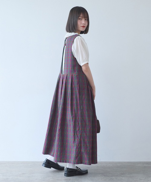 bulle de savon(ビュルデサボン)の「hana×タータンcheck ワンピース(ワンピース・レディース・グリーン・FREE)」の12枚目の写真