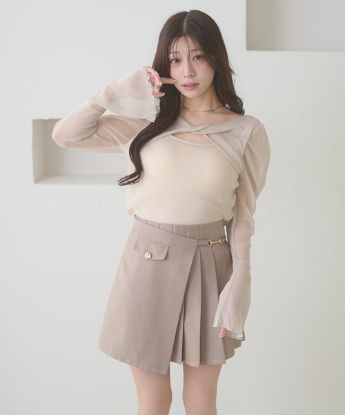 Ambre Neige(アンブルネージュ)の「glitter tulle twist design tops / ラメチュールネジリデザイントップス(Tシャツ/カットソー・レディース・ライトグリーン/アイボリー/ピンク・FREE)」の6枚目の写真