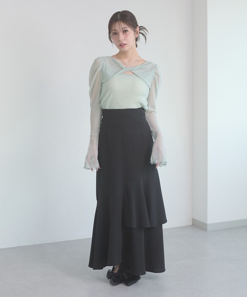 Ambre Neige(アンブルネージュ)の「glitter tulle twist design tops / ラメチュールネジリデザイントップス(Tシャツ/カットソー・レディース・ライトグリーン/アイボリー/ピンク・FREE)」の19枚目の写真