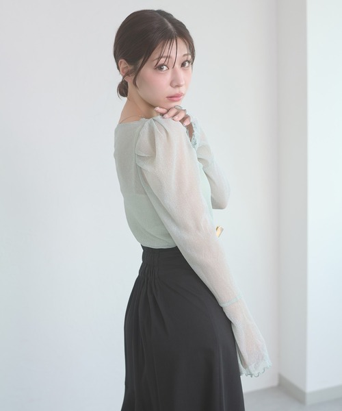 Ambre Neige(アンブルネージュ)の「glitter tulle twist design tops / ラメチュールネジリデザイントップス(Tシャツ/カットソー・レディース・ライトグリーン/アイボリー/ピンク・FREE)」の18枚目の写真