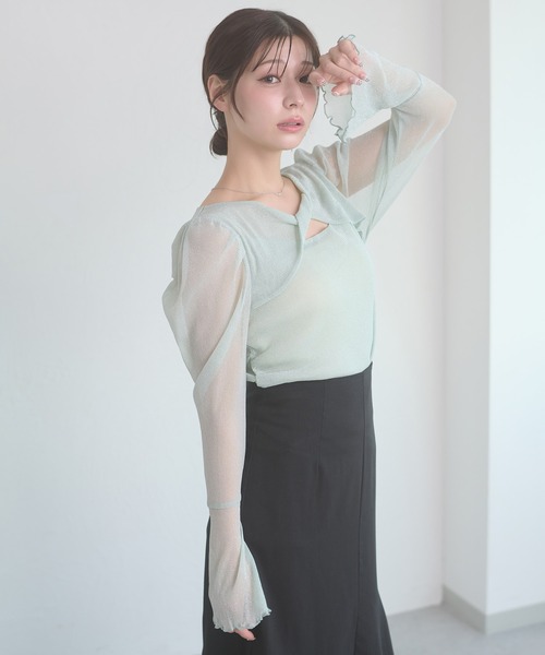 Ambre Neige(アンブルネージュ)の「glitter tulle twist design tops / ラメチュールネジリデザイントップス(Tシャツ/カットソー・レディース・ライトグリーン/アイボリー/ピンク・FREE)」の17枚目の写真