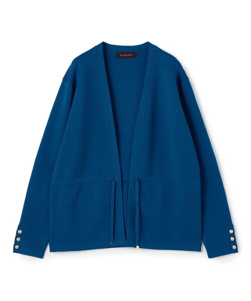 CABA N 青 カーディガン 長袖 コットンカシミヤ Vカラーレスカーディガン（カーディガン/ボレロ