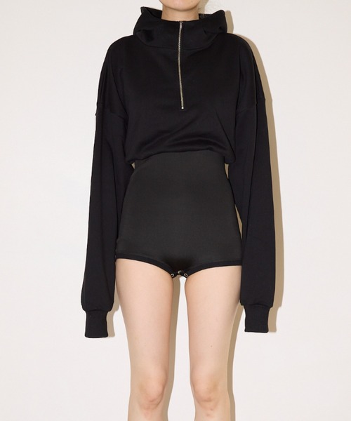 DLESS(ドレス)の「Hoodie bodysuits/フーディボディスーツ(Tシャツ/カットソー・レディース・ブラック/霜降りグレー/ベージュ・XS)」の2枚目の写真