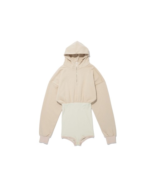 DLESS(ドレス)の「Hoodie bodysuits/フーディボディスーツ(Tシャツ/カットソー・レディース・ブラック/霜降りグレー/ベージュ・XS)」の4枚目の写真