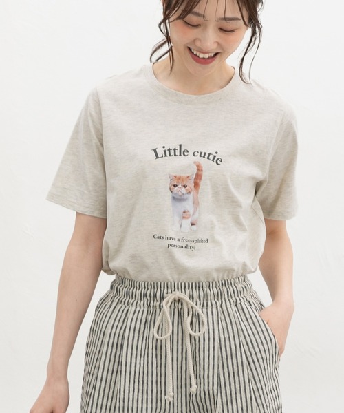 Honeys（ハニーズ）の「【ＵＶカット】フォトプリントＴシャツ（Tシャツ/カットソー・レディース・イエロー/オートミール/オレンジ/スミクロ/オフホワイト・L/LL/M/S）」の4枚目の写真