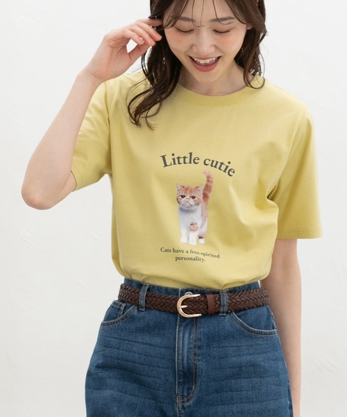 Honeys（ハニーズ）の「【ＵＶカット】フォトプリントＴシャツ（Tシャツ/カットソー・レディース・イエロー/オートミール/オレンジ/スミクロ/オフホワイト・L/LL/M/S）」の13枚目の写真