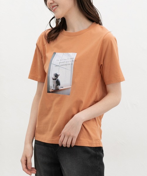 Honeys（ハニーズ）の「【ＵＶカット】フォトプリントＴシャツ（Tシャツ/カットソー・レディース・イエロー/オートミール/オレンジ/スミクロ/オフホワイト・L/LL/M/S）」の15枚目の写真