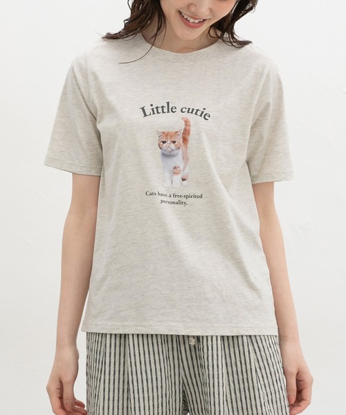 Honeys（ハニーズ）の「【ＵＶカット】フォトプリントＴシャツ（Tシャツ/カットソー・レディース・イエロー/オートミール/オレンジ/スミクロ/オフホワイト・L/LL/M/S）」の17枚目の写真
