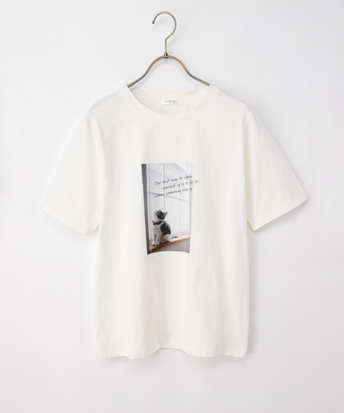 Honeys（ハニーズ）の「【ＵＶカット】フォトプリントＴシャツ（Tシャツ/カットソー・レディース・イエロー/オートミール/オレンジ/スミクロ/オフホワイト・L/LL/M/S）」の18枚目の写真