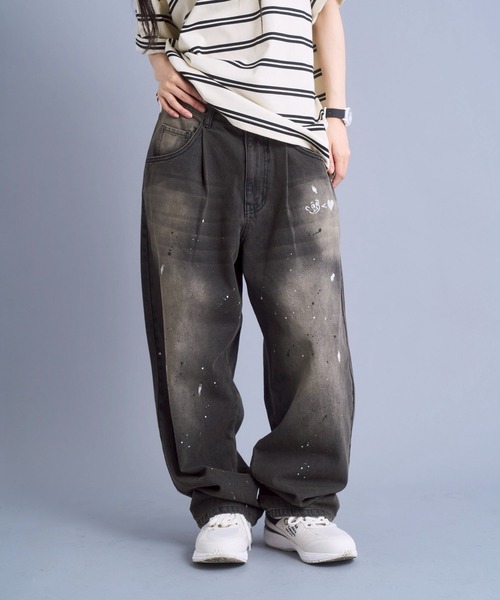 kaoyorinakami(カオヨリナカミ)の「cookie paint denimpants / クッキーペイントデニムパンツ(デニムパンツ・メンズ・ブラック/ライトブルー・SMALL/MEDIUM/LARGE/X-LARGE)」の6枚目の写真