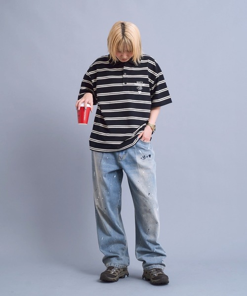 kaoyorinakami(カオヨリナカミ)の「cookie paint denimpants / クッキーペイントデニムパンツ(デニムパンツ・メンズ・ブラック/ライトブルー・SMALL/MEDIUM/LARGE/X-LARGE)」の21枚目の写真
