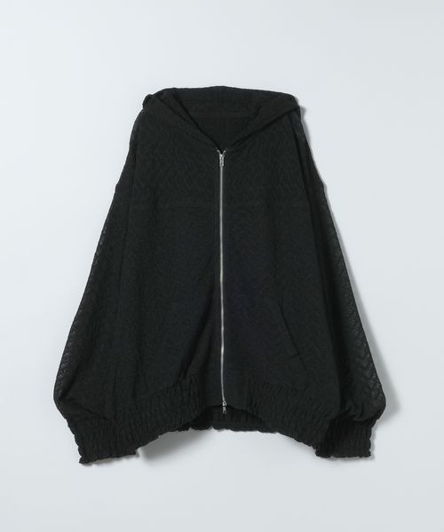 JEANASIS（ジーナシス）の「レースシアーZIPパーカーブルゾン/661793（パーカー・レディース・ライトブルー/ブラック/ホワイト・FREE）」の2枚目の写真